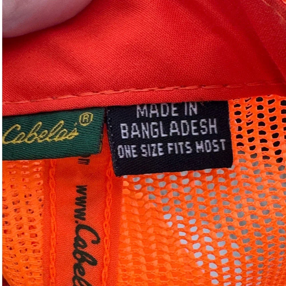 Cabela's Blaze Orange Mesh Trucker Hat Adjustable One Size Fits Most